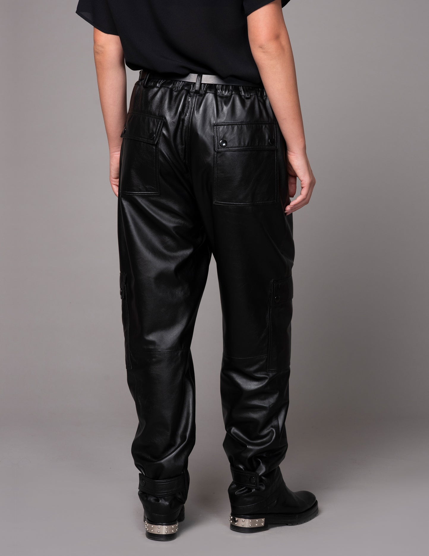 LEATHER CARGO PANTS