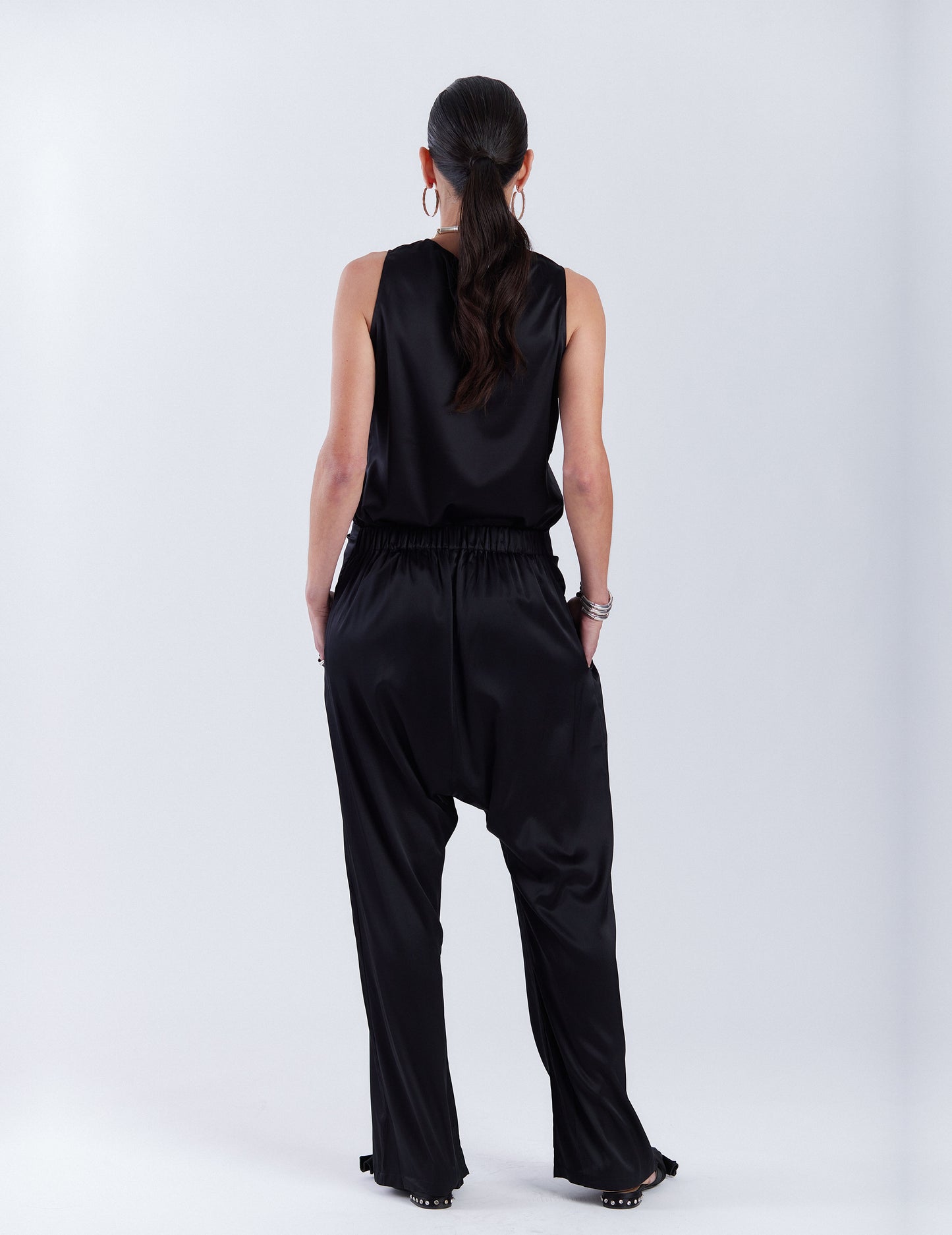 SATIN SILK PANTS WITH BOW