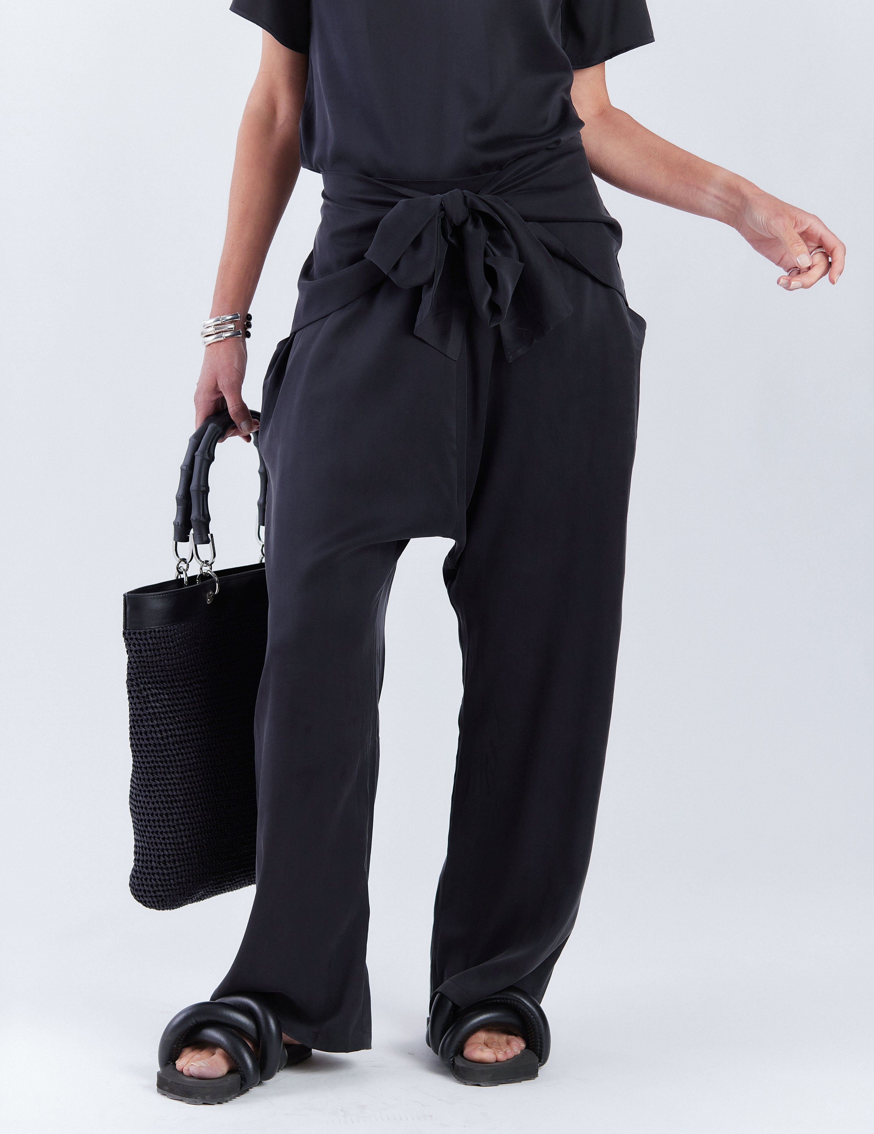 Stonewash Knit Crop Pant Pull On main image 0