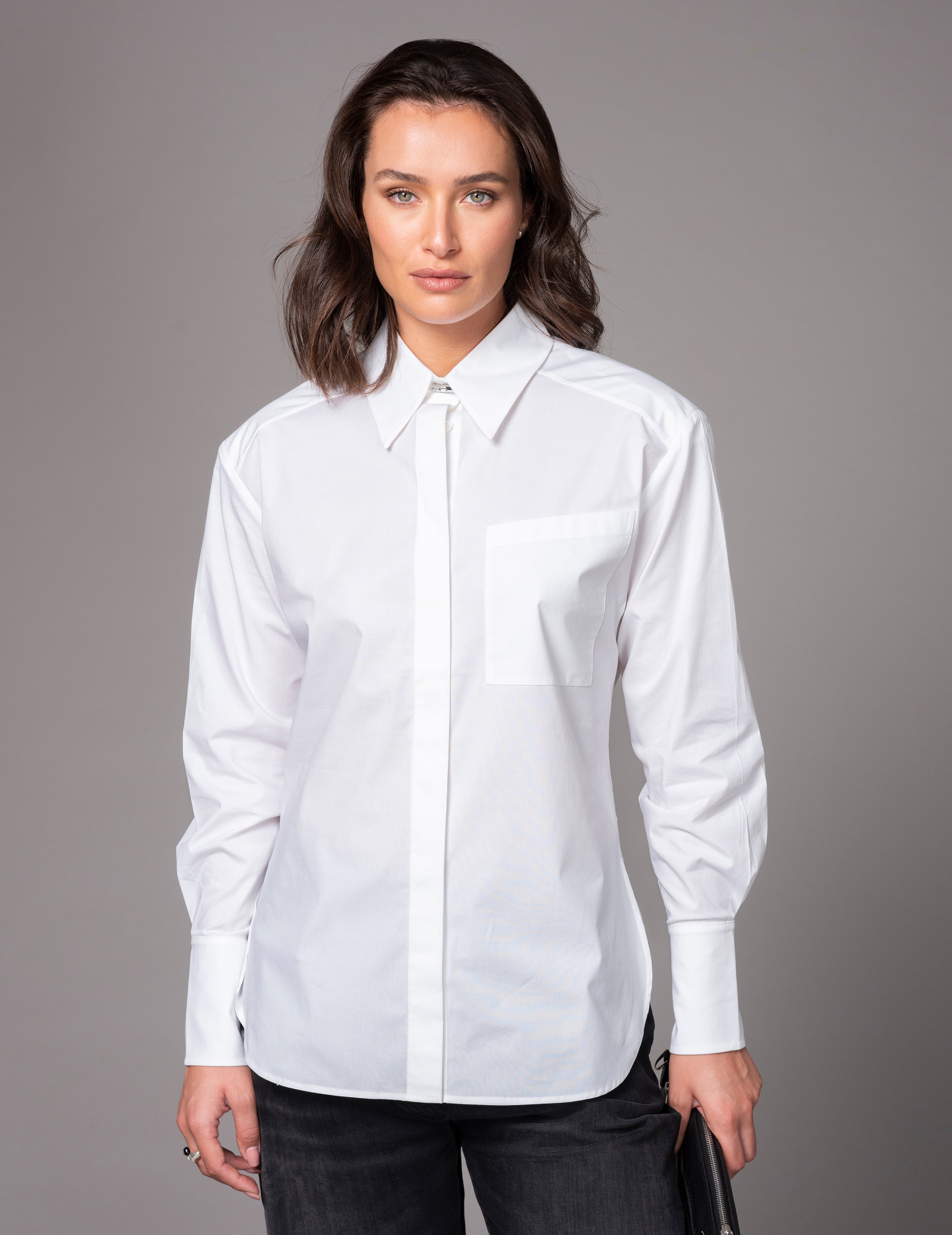 White HIDDEN BUTTON SHIRT M White HIDDEN BUTTON SHIRT M