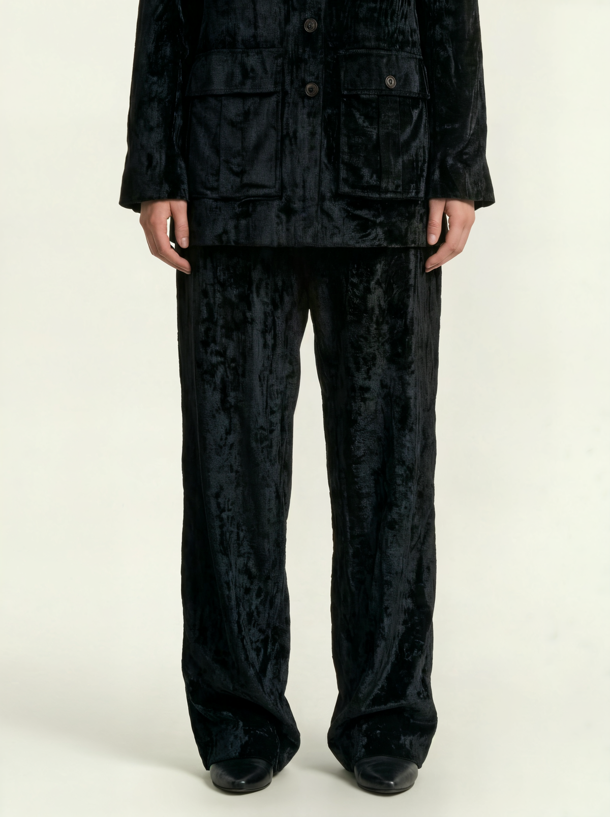 DRAPED VELVET PANTS