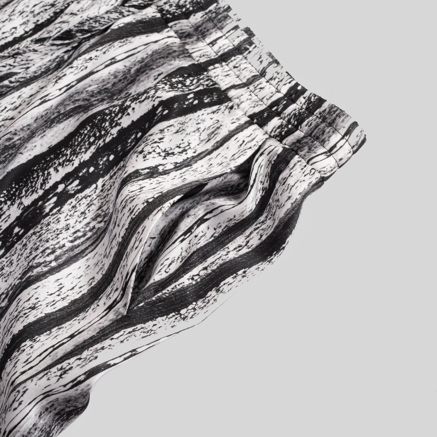 STRIPES PRINT SILK ELASTICATED PANTS