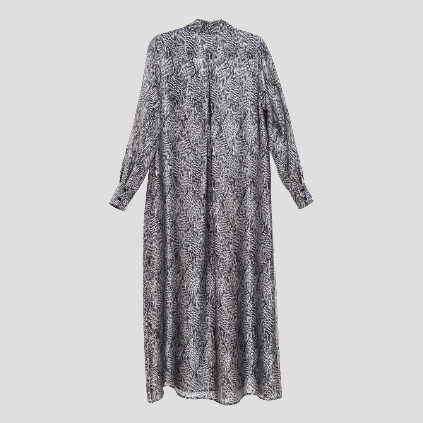 WAVY PRINT SILK SHIRT DRESS