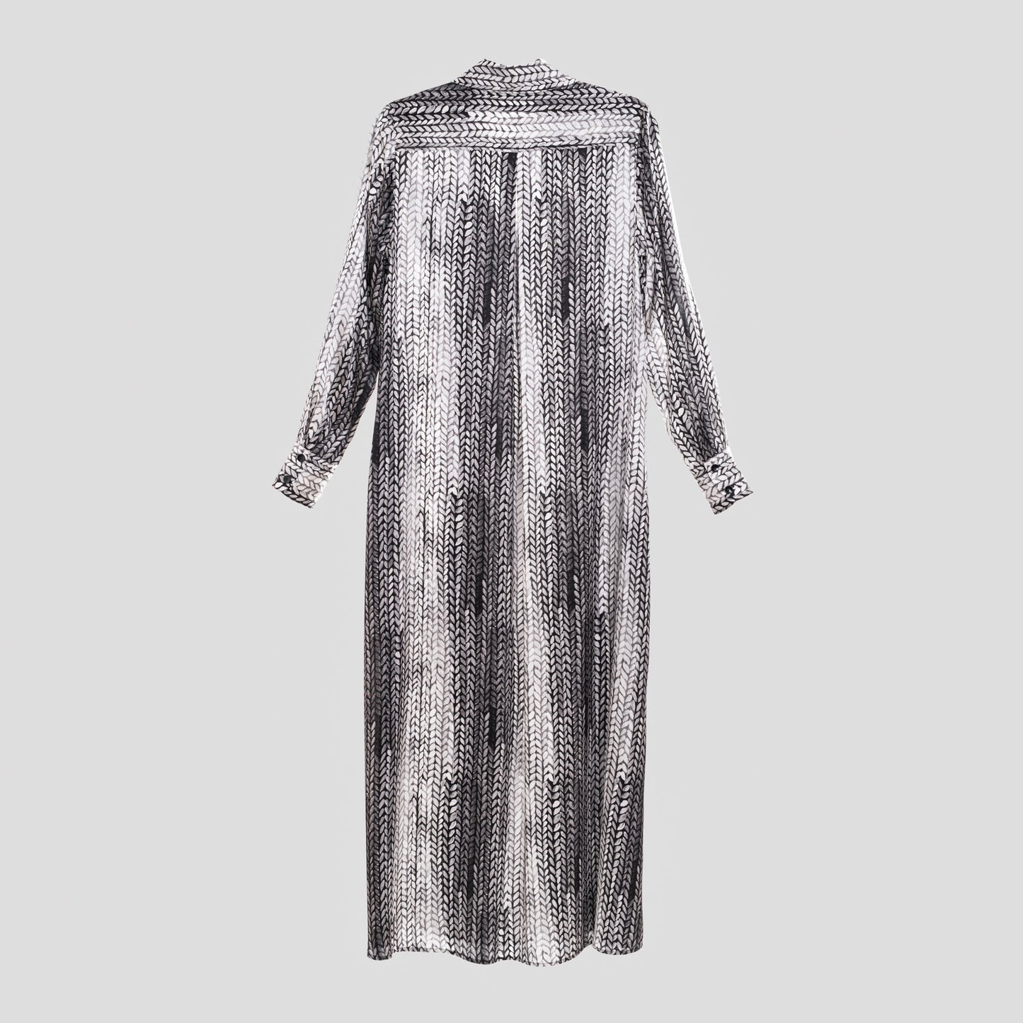 KNITTED PRINT SILK SHIRT DRESS