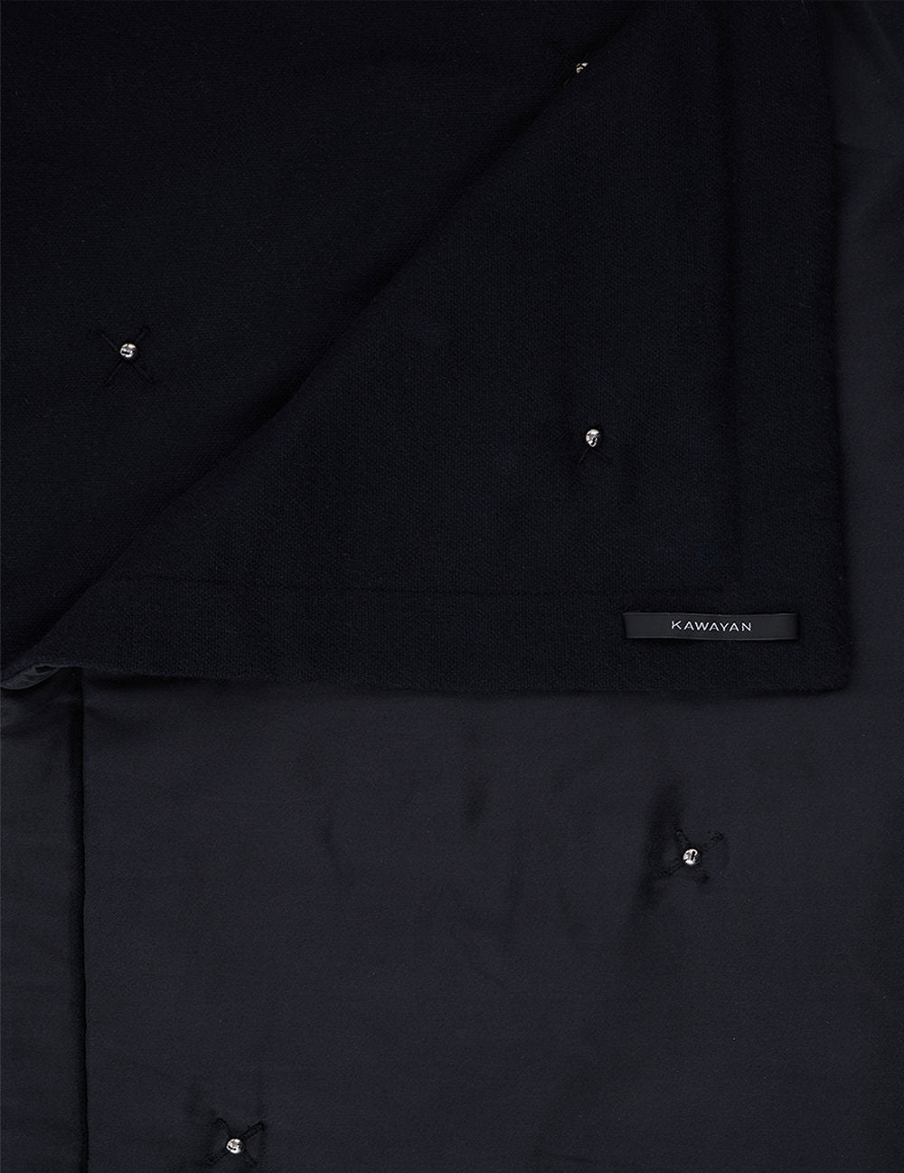 QUILTED BLACK SILK CASHMERE THROW