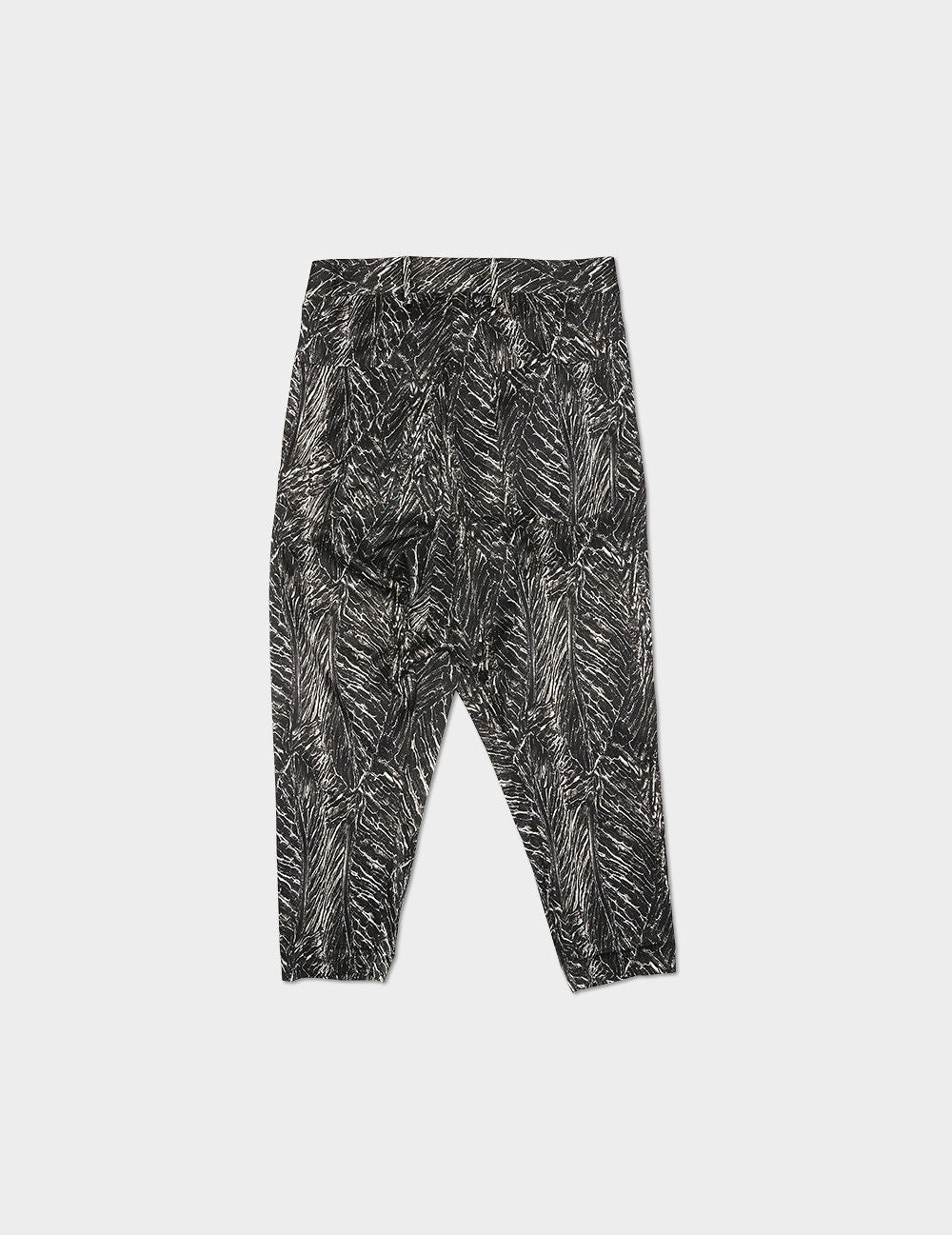 LEAVES PRINT OVERLAPPED SILK PANTS