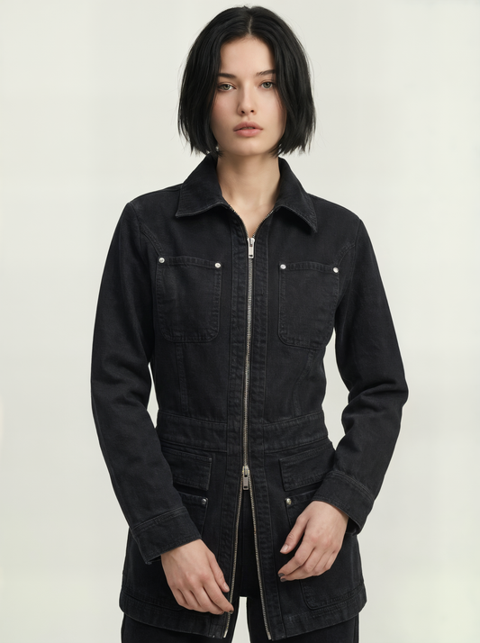 ZIPPED DENIM JACKET