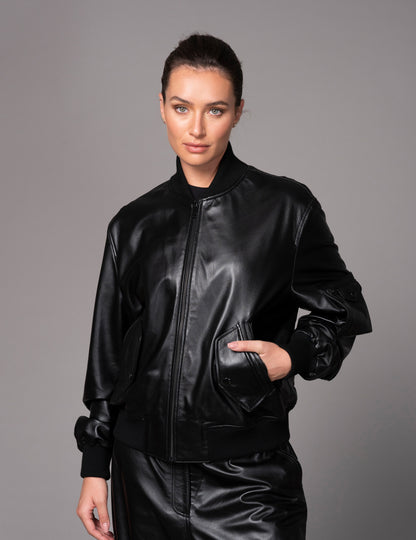 LEATHER BOMBER JACKET