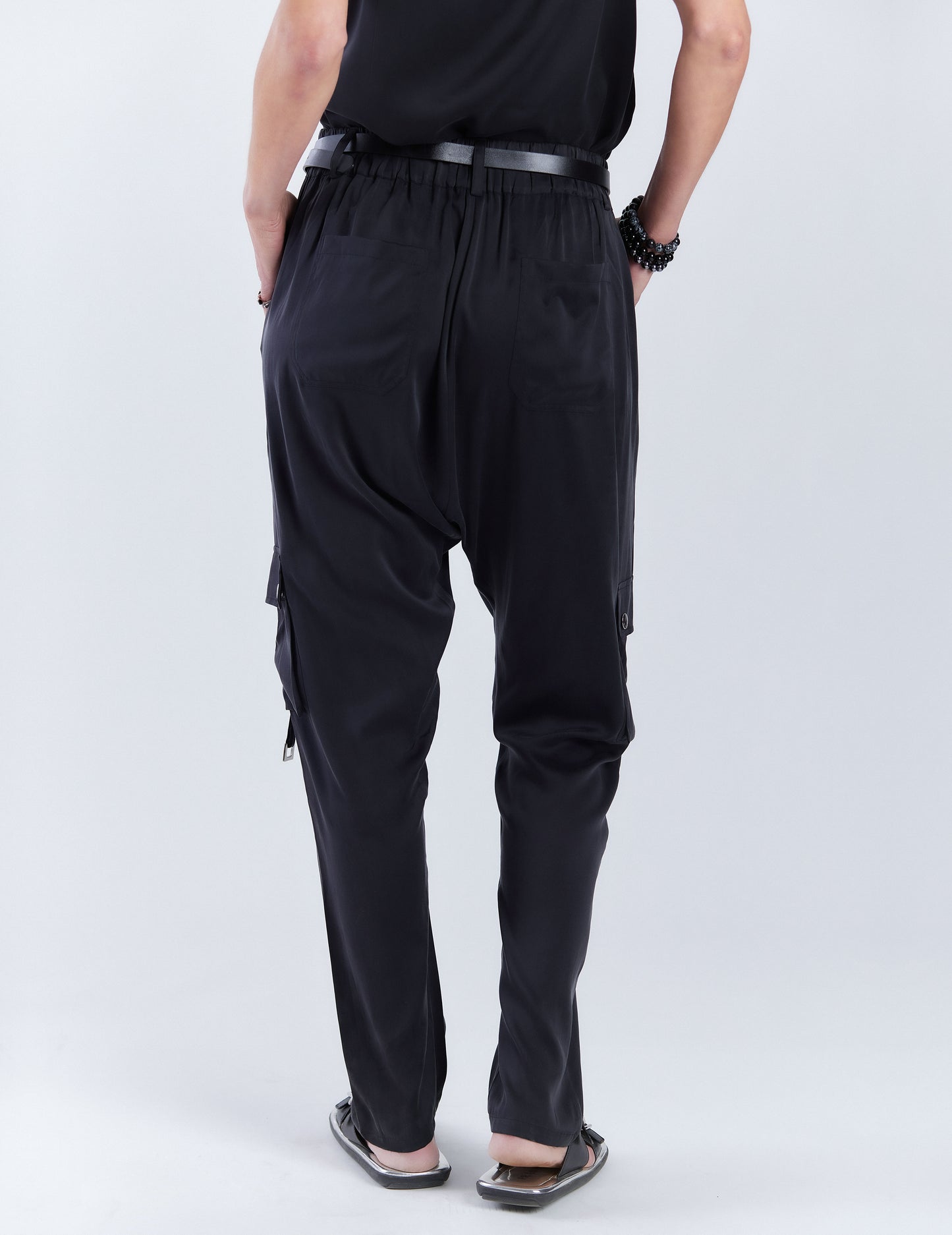 STONEWASHED SILK SAFARI PANTS