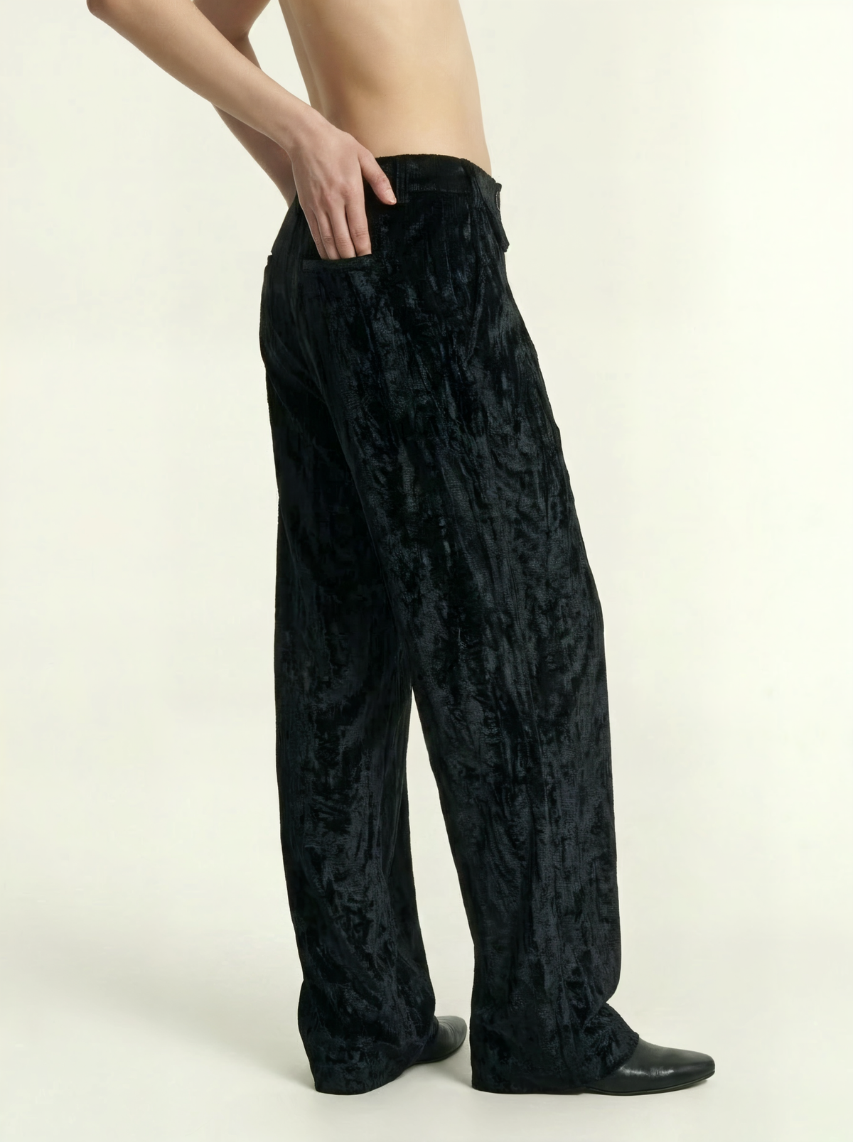 DRAPED VELVET PANTS