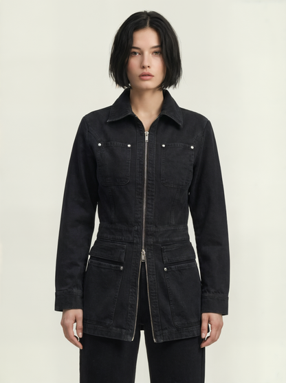 ZIPPED DENIM JACKET