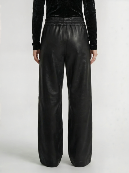 FRONT-ZIP LEATHER PANTS