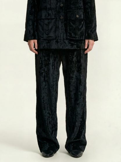 DRAPED VELVET PANTS