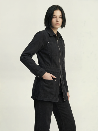 ZIPPED DENIM JACKET