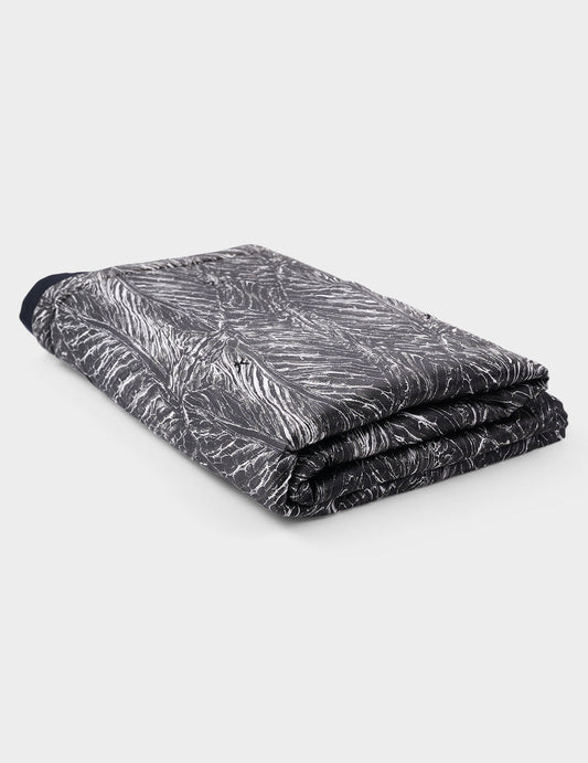 QUILTED LEAVES PRINT SILK CASHMERE THROW